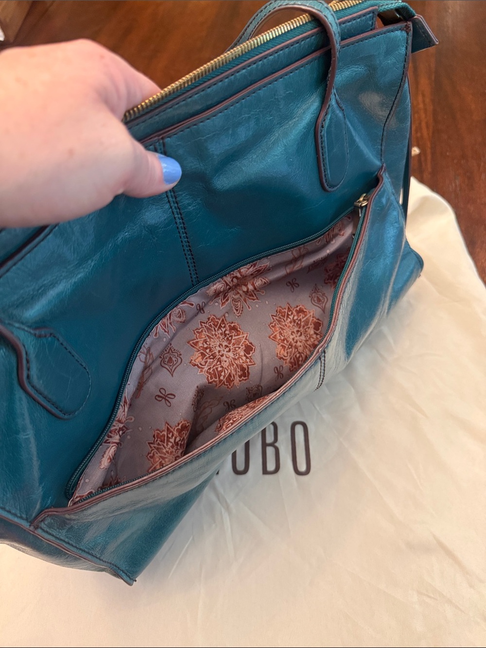 HOBO Teal Leather Shoulder Bag - Picture 7 of 8